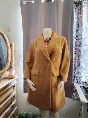 Classic Double-Breasted Tan Women's Coat